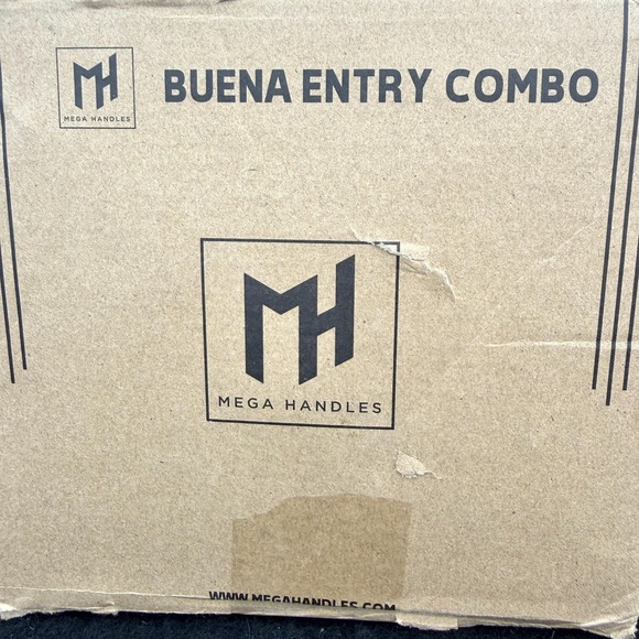 Mega Handles Buena Entry Combo Satin Brass Door Knob Deadbolt Lock Set Keys - Picture 9 of 13